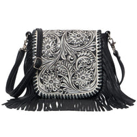 Oman Tooling Leather Hand Carved Flap Sling Bag