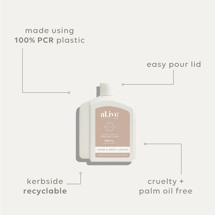 Lotion or Wash Refill Bottle | Apricot & Sweet Fig