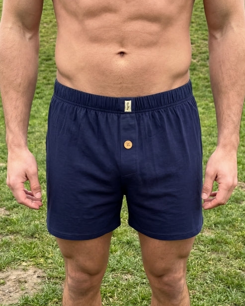 Mens Bamboo Jersey Boxer Short Navy