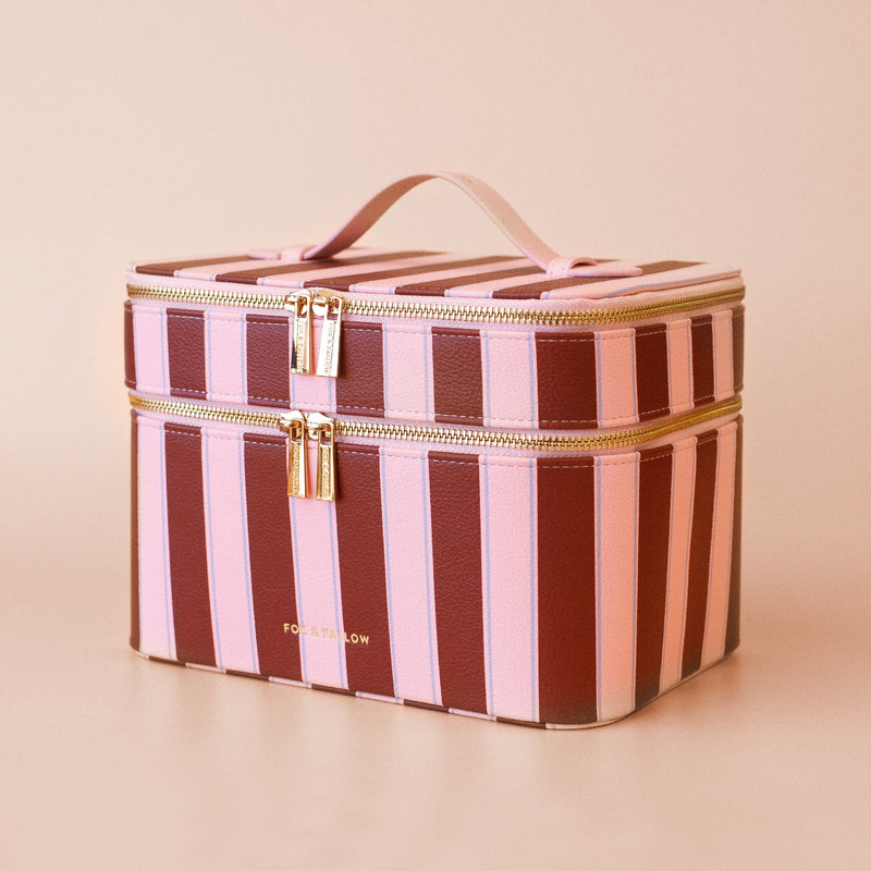 Burgundy Stripe Cosmetic Bags