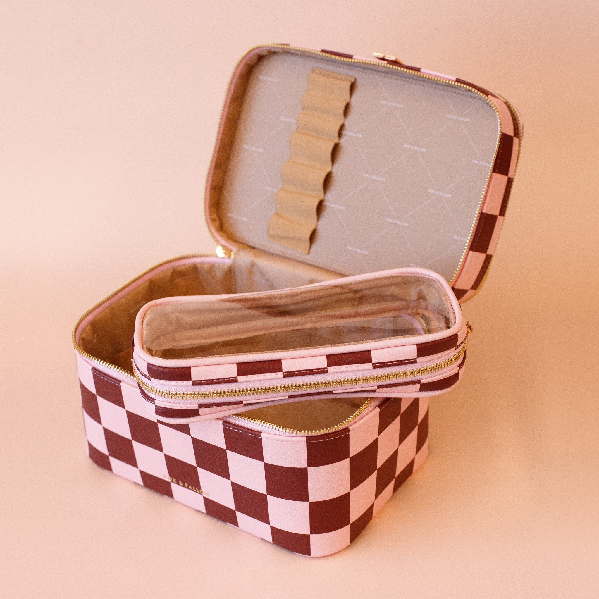 Cherry Check Cosmetic Bags