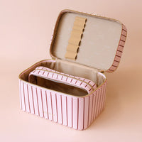 Rosé Pinstripe Cosmetic Bag Collection