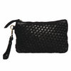 Dingle | Black Woven Washed Leather Clutch