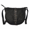Tralee | Black Woven Washed Leather Flap Sling