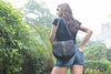 Tralee | Black Woven Washed Leather Flap Sling