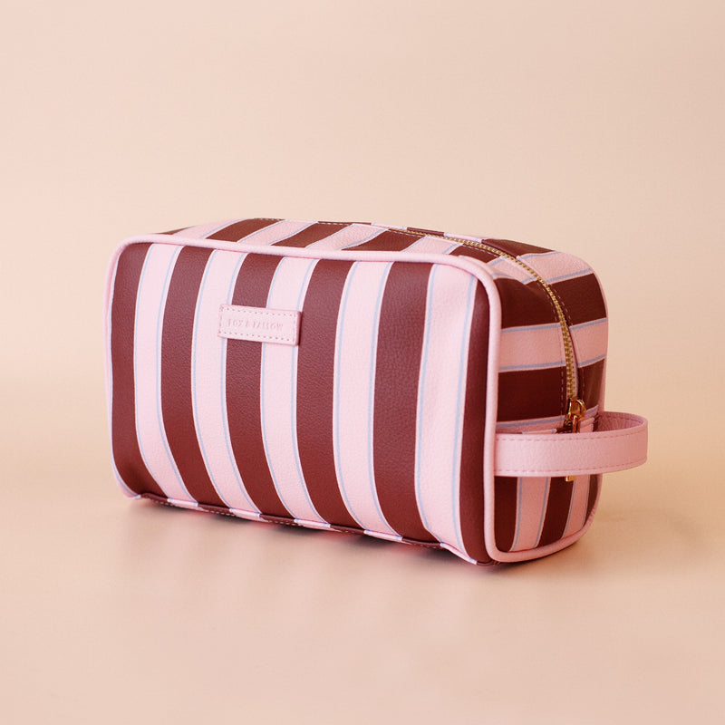 Burgundy Stripe Cosmetic Bags