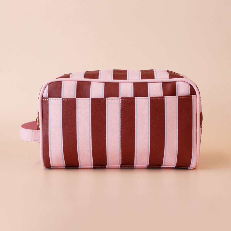 Burgundy Stripe Cosmetic Bags