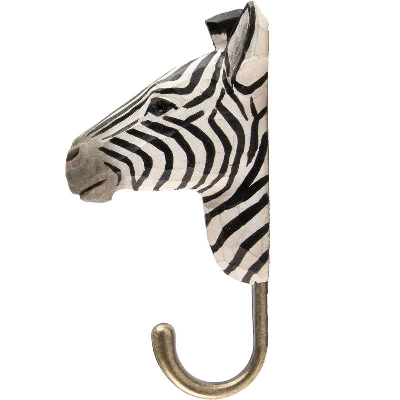 Hand Carved Zebra Hook
