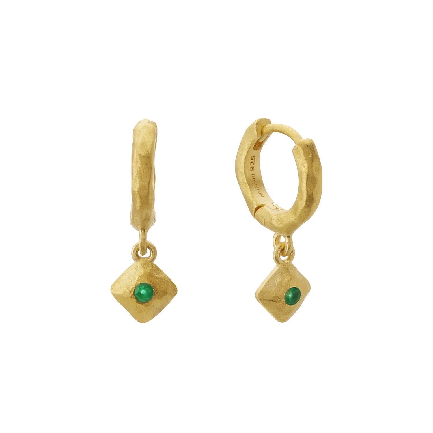 Wandering Soul Green Onyx Huggie Earrings | 18KT Yellow Gold Plate