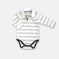 Baby Boys Freddie Polo Romper | Blue Stripe
