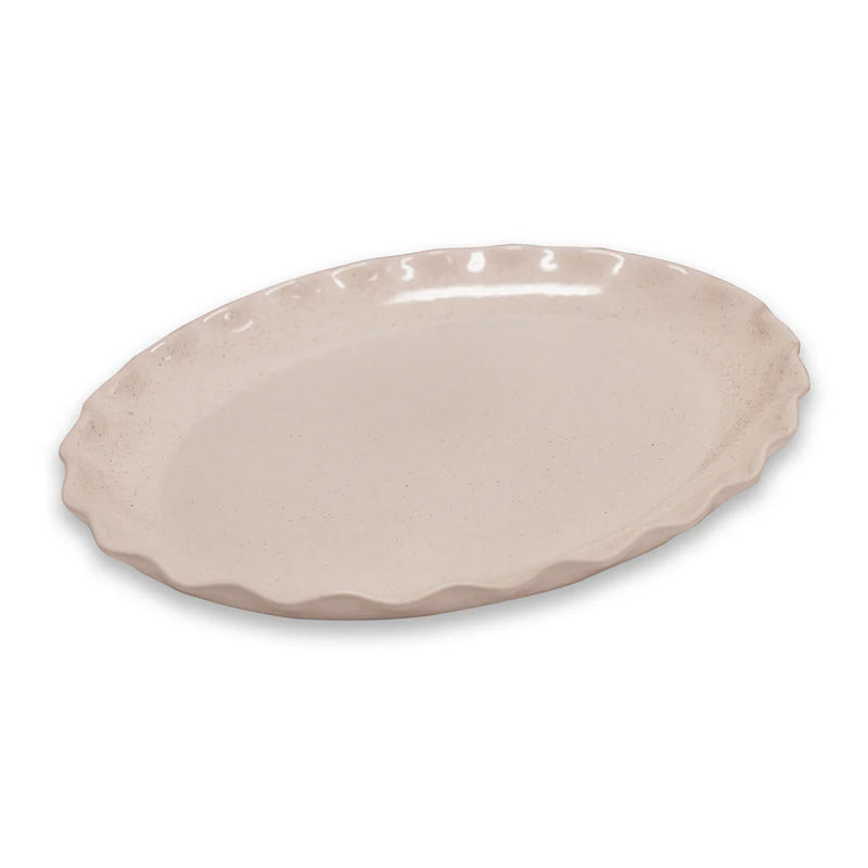 Cleo Wavy Natural Speckle Serveware