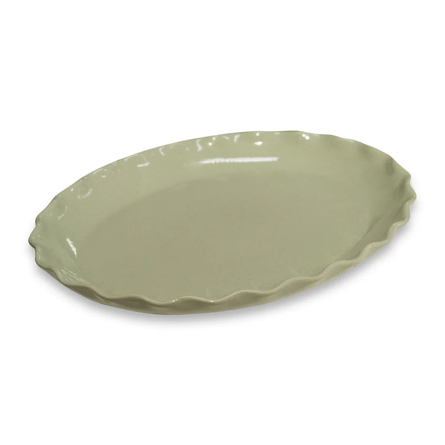 Cleo Wavy Sage Speckle Serveware