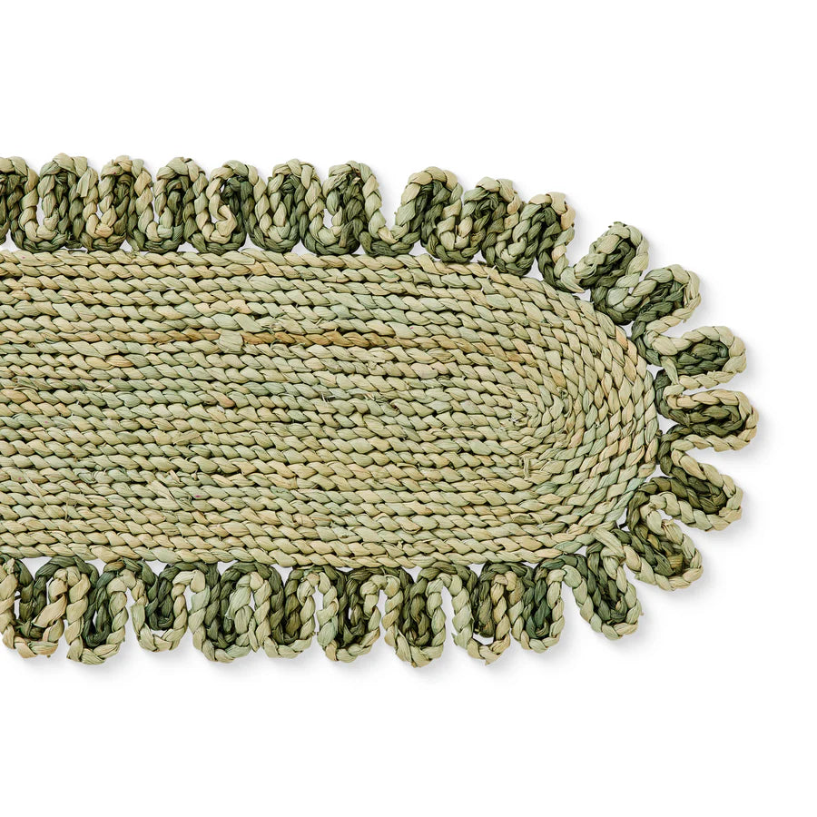 Lucie Dark Green/Light Green Braided Table Runner