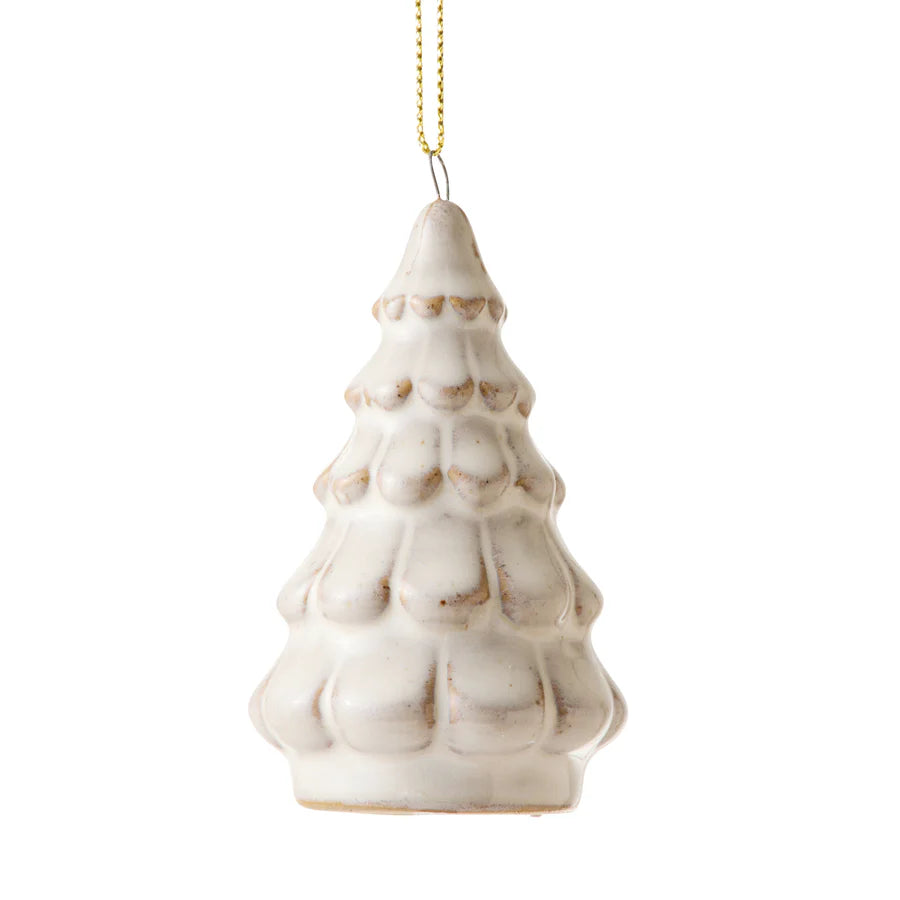 Fir Tree Ivory Reactive Ceramic Hanging Decoration