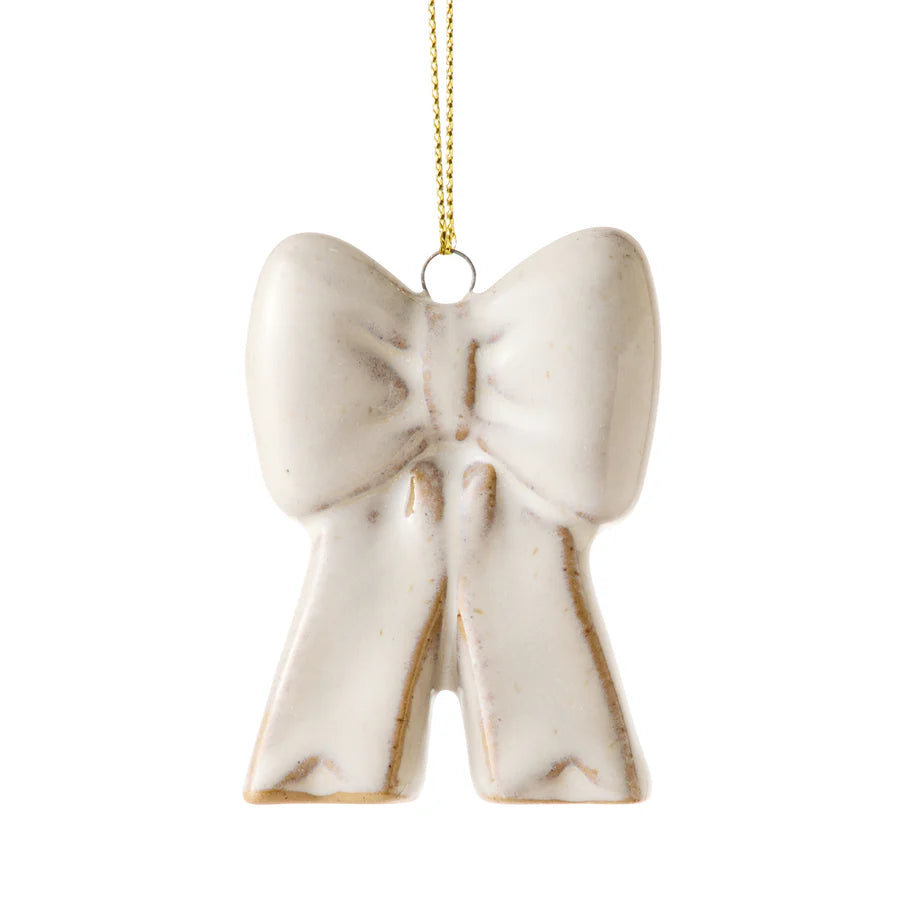 Bow Ivory Reactive Ceramic Hanging Decoration