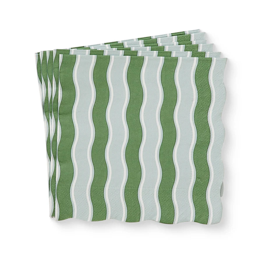 Kit Wavy Dark Green/Light Green Cocktail Paper Napkin