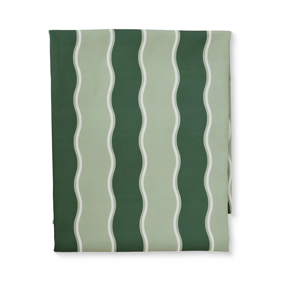 Kit Wavy Dark Green/Light Green Alfresco Tablecloth