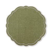 Claudia Green/White Scalloped Placemat
