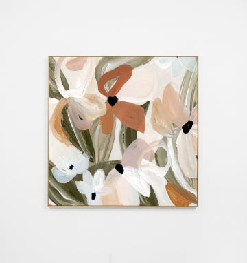 Abstract Daisies Khaki | Canvas