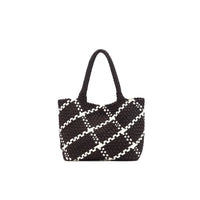 The Hampton 2 Piece Woven Neoprene Handbag | Chocolate And White