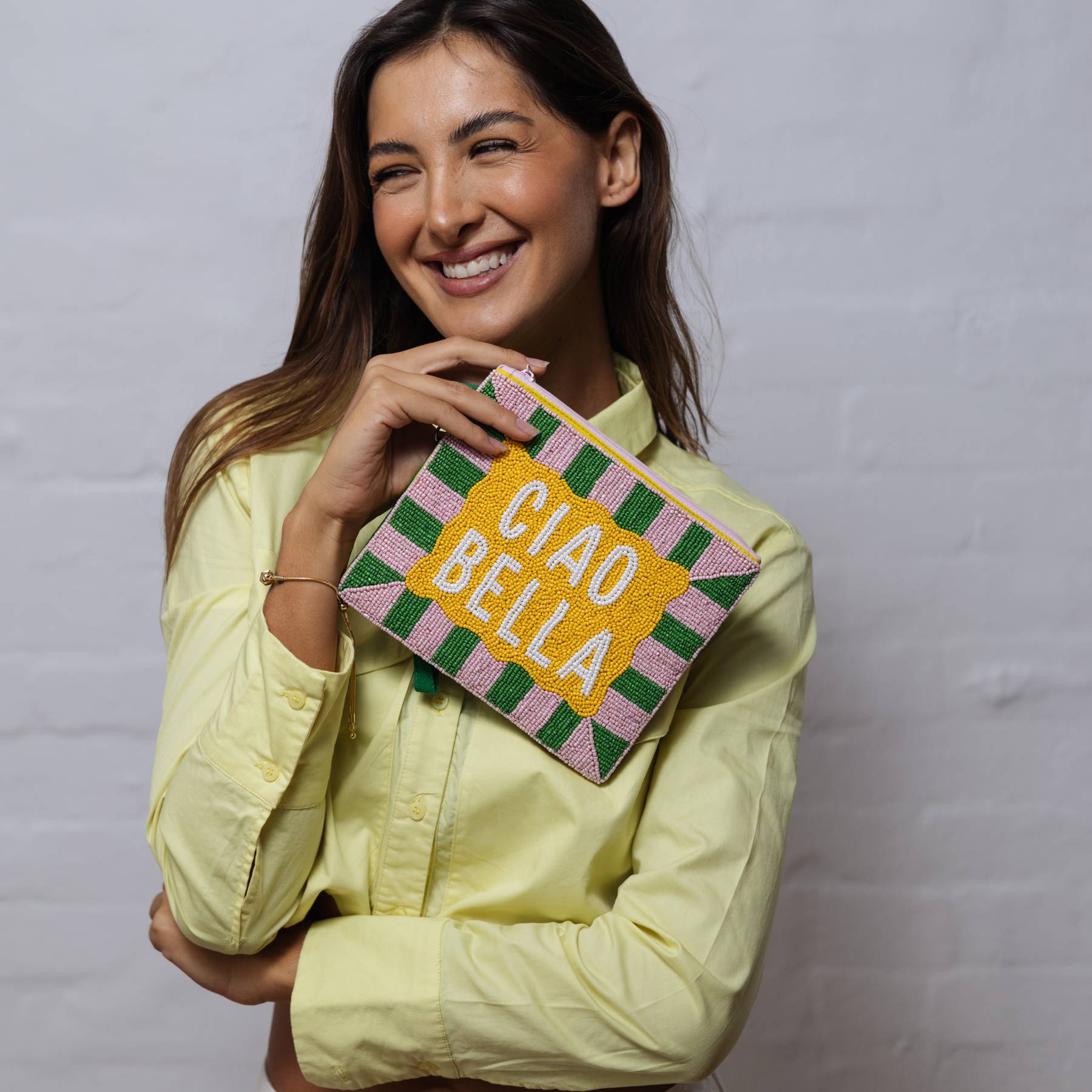 Beaded Clutch | Green, Pink + Yellow Ciao Bella