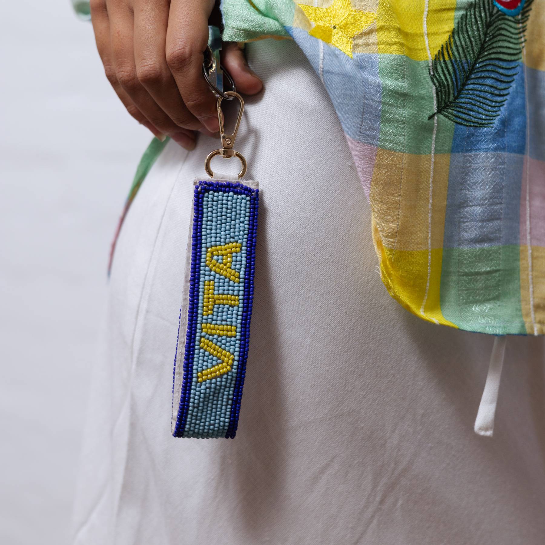 Beaded Keychain | Blue + Yellow Dolce Vita