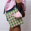Beaded Clutch | Green Pink Check + Champagne Glasses