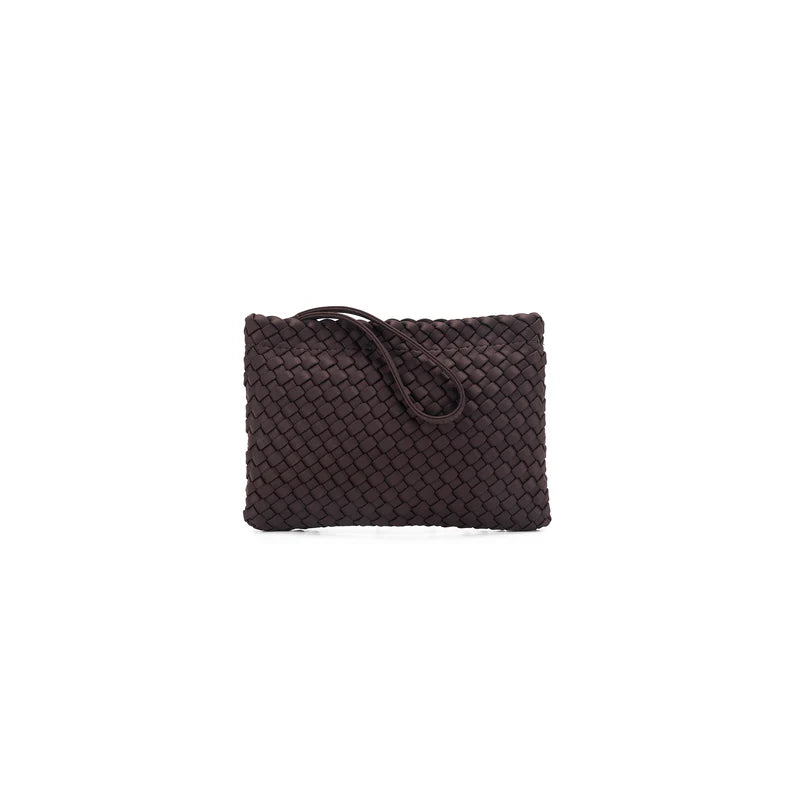 The Hampton 2 Piece Woven Neoprene Handbag | Chocolate And White