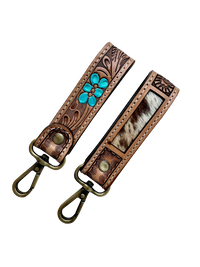 Tooling Leather and Cowhide Sleek Keyring