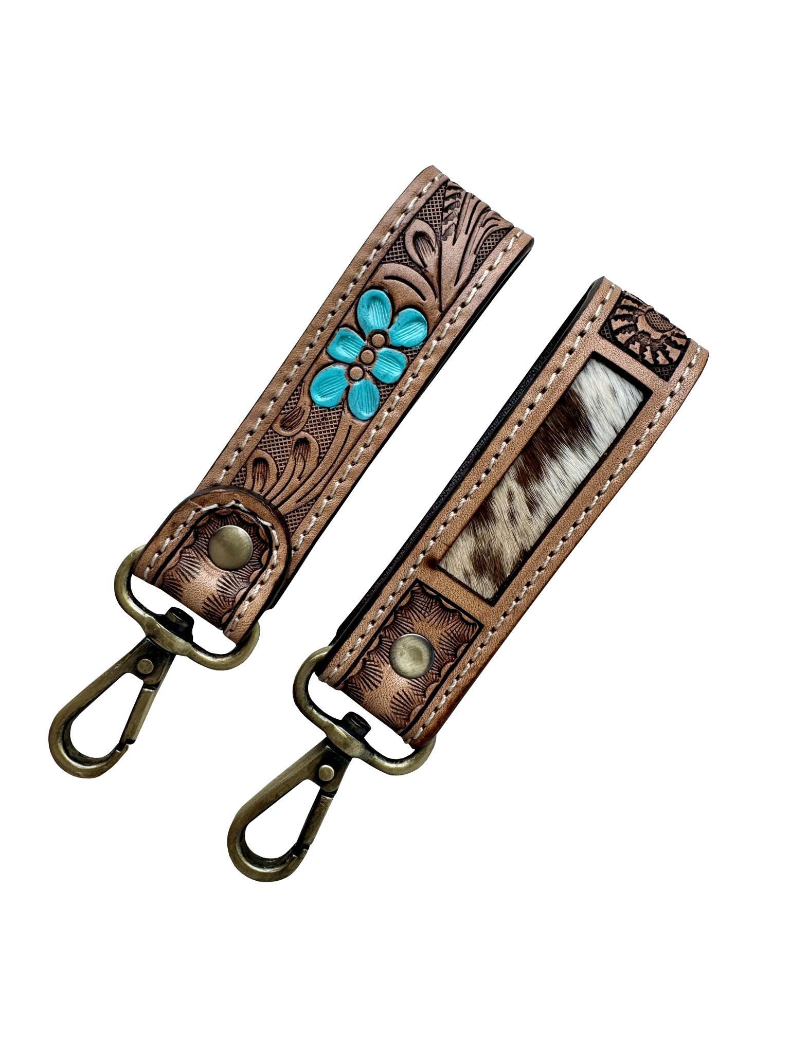 Tooling Leather and Cowhide Sleek Keyring
