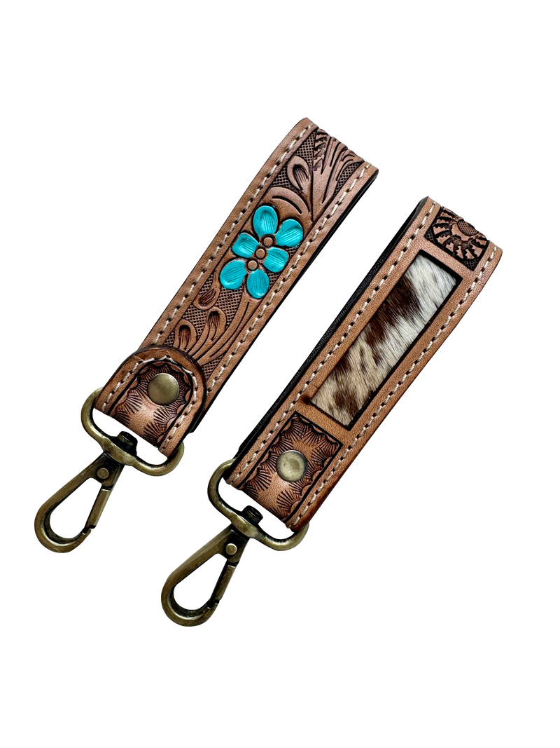 Tooling Leather and Cowhide Sleek Keyring