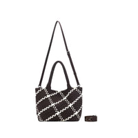 The Hampton 2 Piece Woven Neoprene Handbag | Chocolate And White