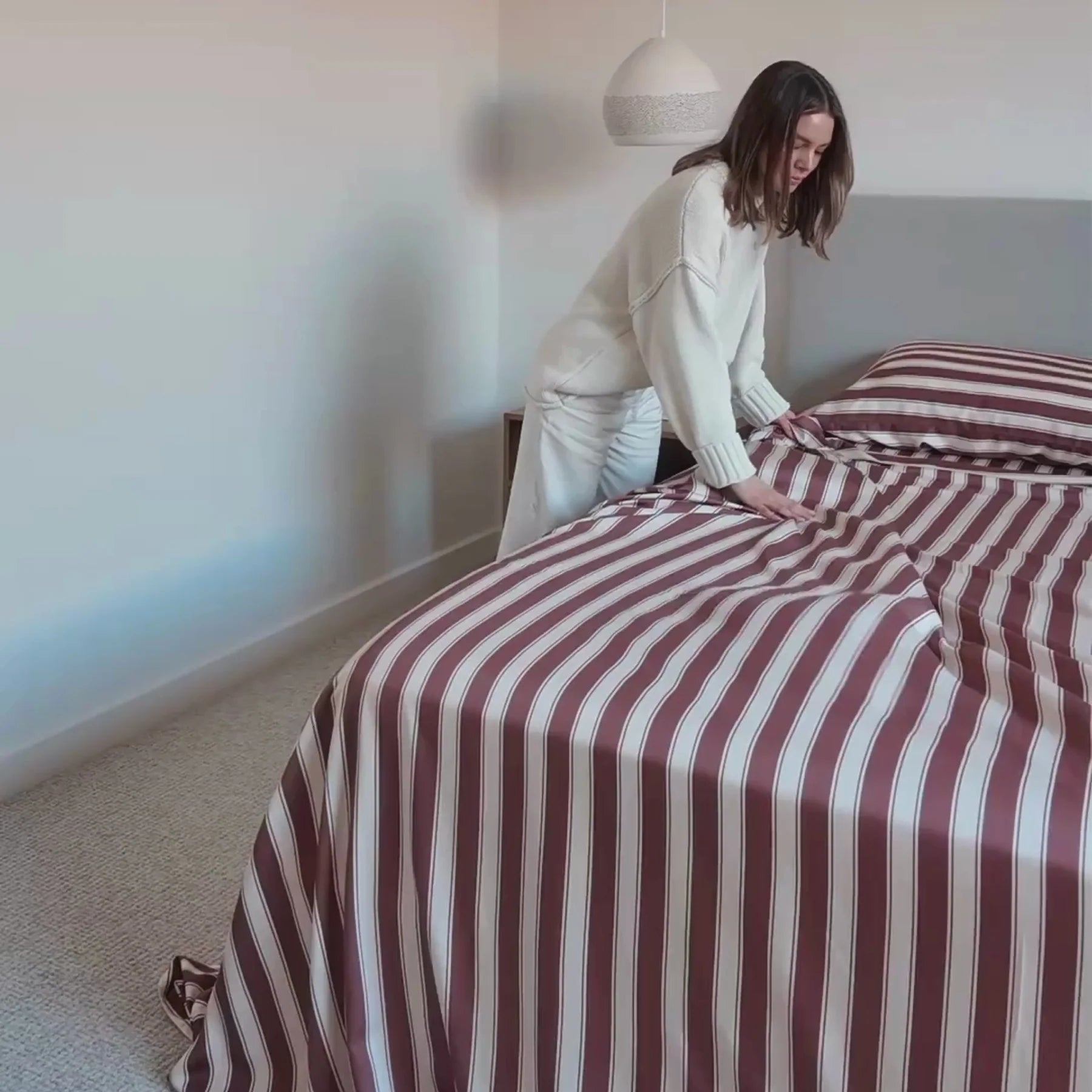 100% Organic Bamboo Sheet Set | Cinnamon Stripe