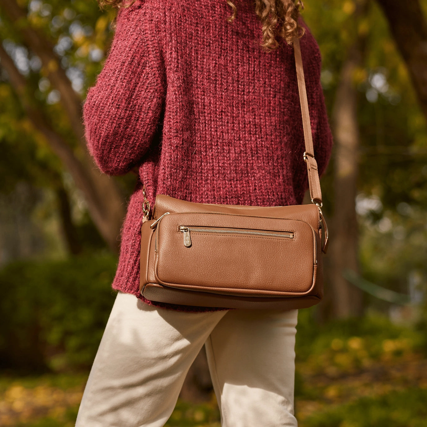 Multitasker Pram Caddy 2.0 | Chestnut Brown Vegan Leather