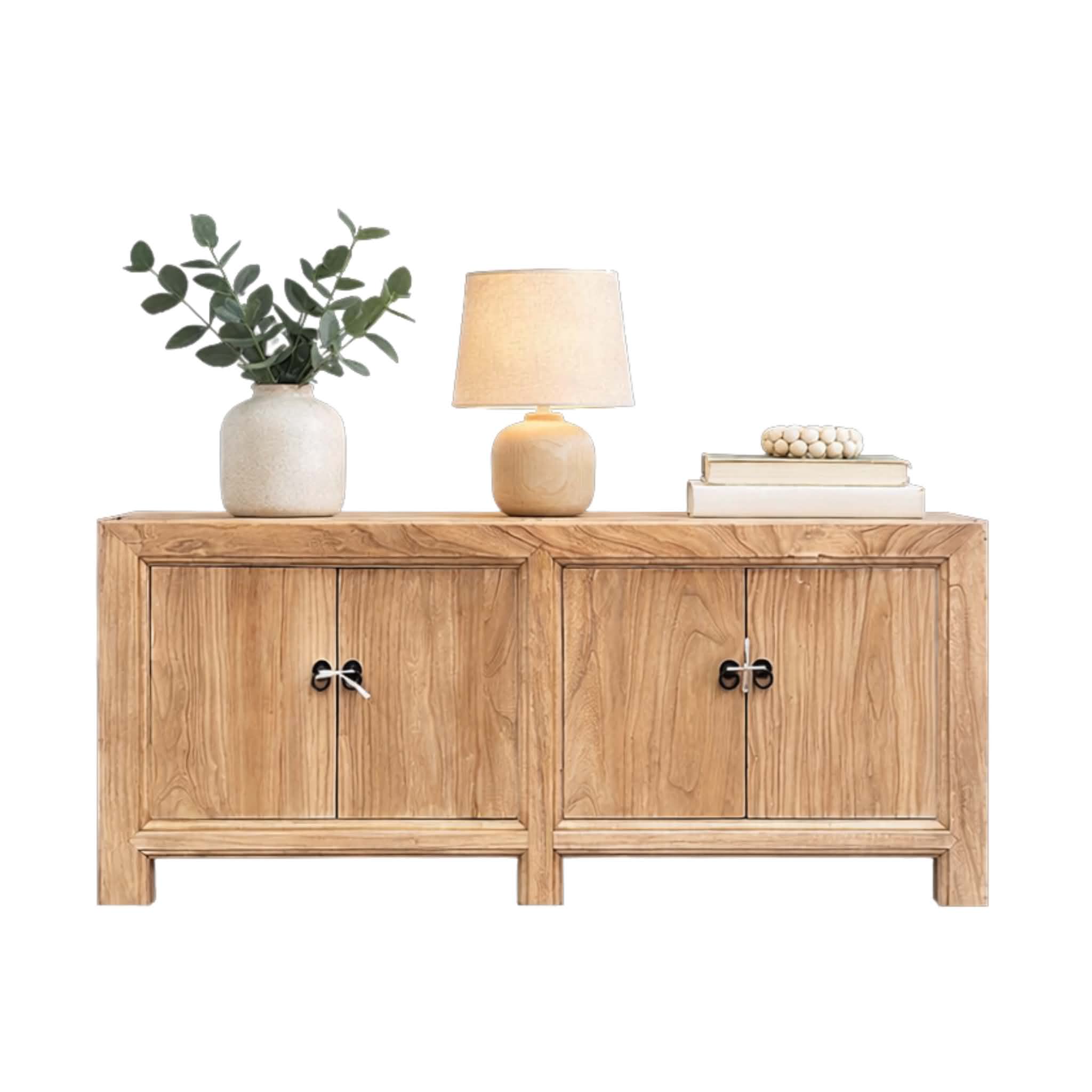 Elm 4 Door Low Natural Cabinet