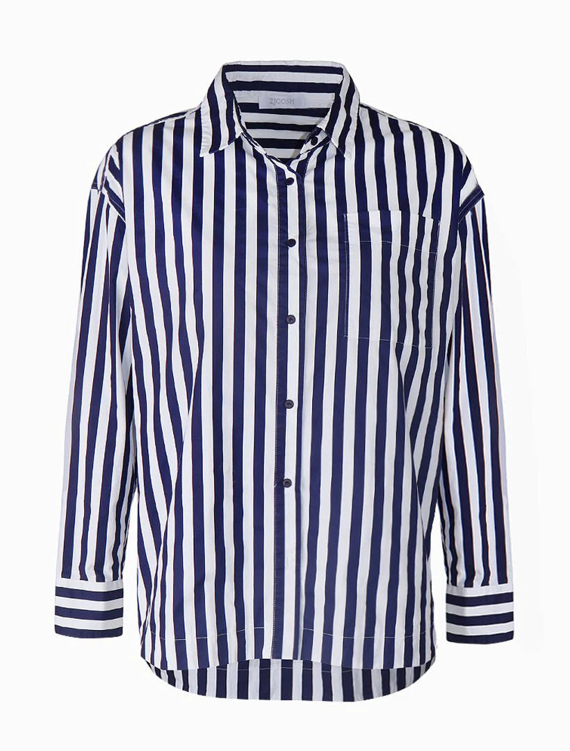Becca Stripe Shirt Navy White