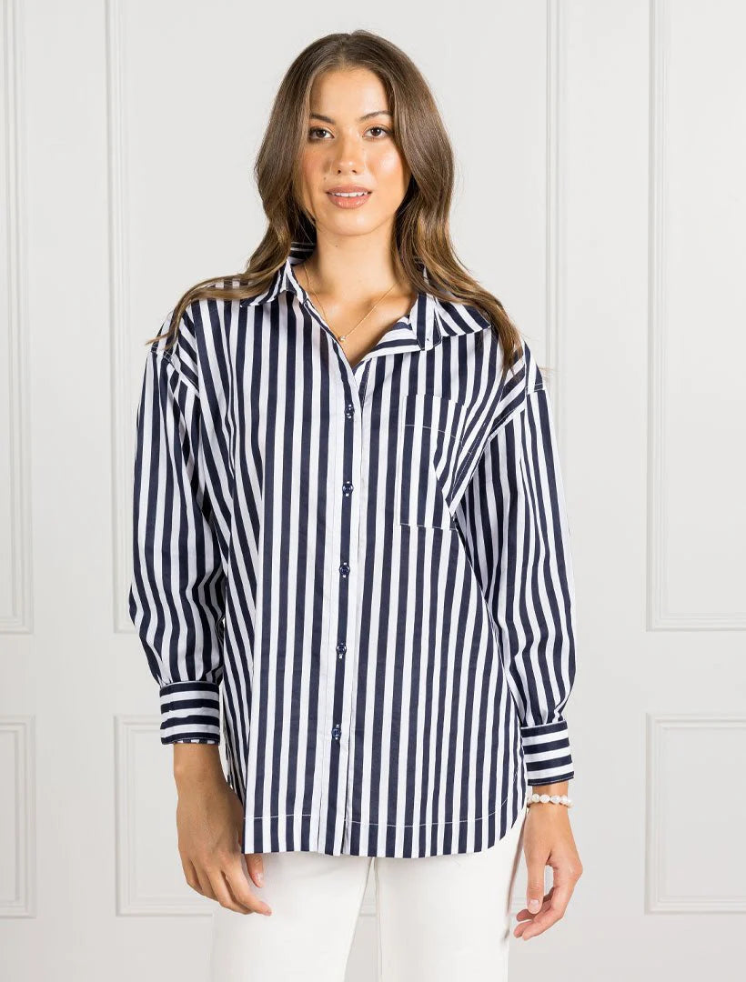 Becca Stripe Shirt Navy White