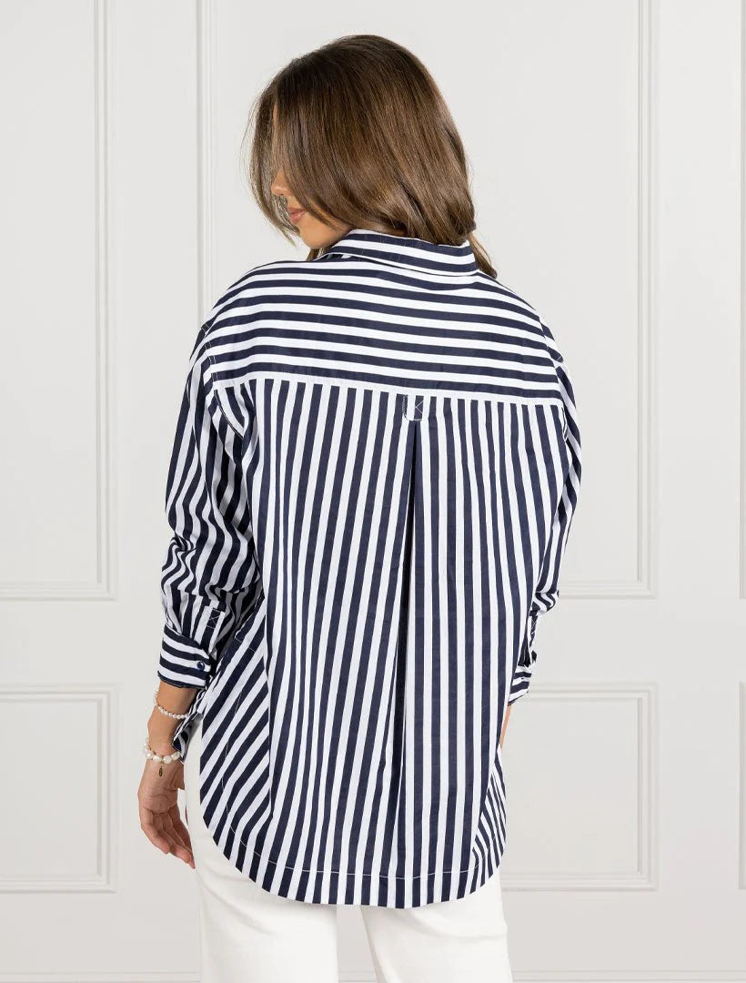 Becca Stripe Shirt Navy White
