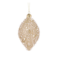 Champagne Encrusted Pearl Drop Bauble