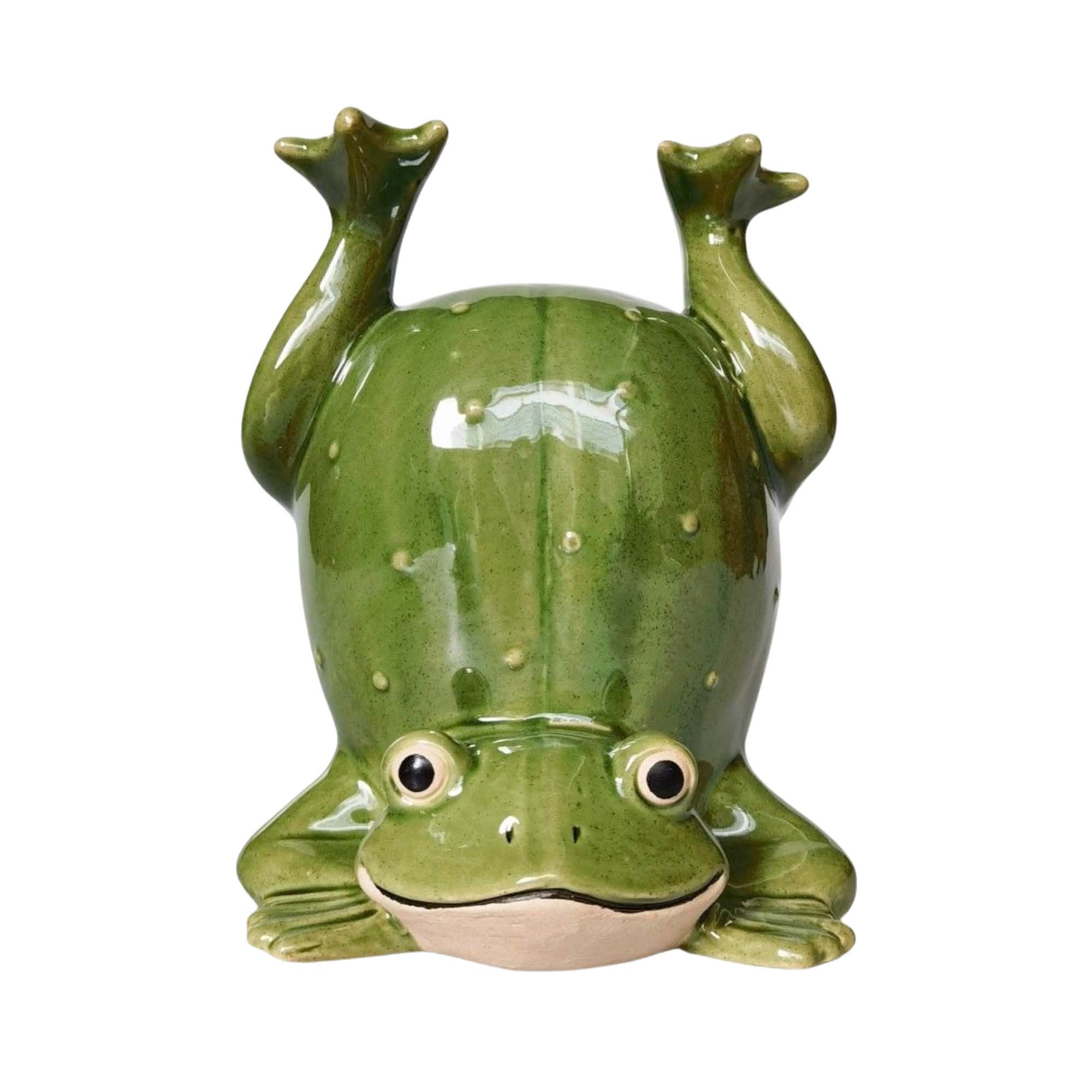 Frog Handstand Vase Planter Green