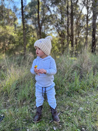 Kids Knitted Beanie Beige| Kookaburra