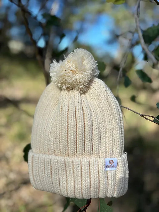Kids Knitted Beanie Beige| Kookaburra