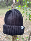Kids Plain Knitted Beanie Black| Angus