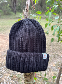 Kids Plain Knitted Beanie Black| Angus