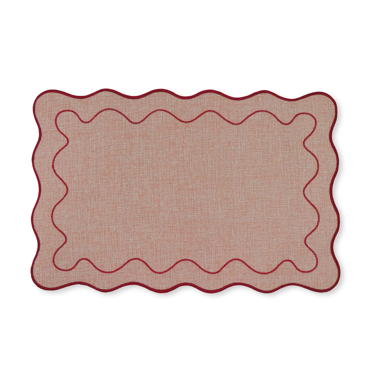 Claudia Light Pink/Red Scalloped Rectangle Placemat