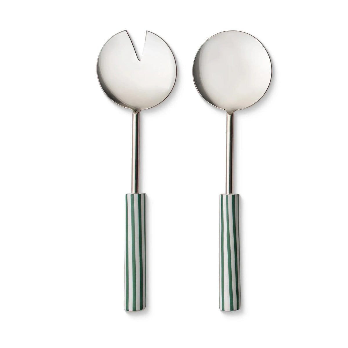 Clyde Stripe Storm Green Salad Server Set