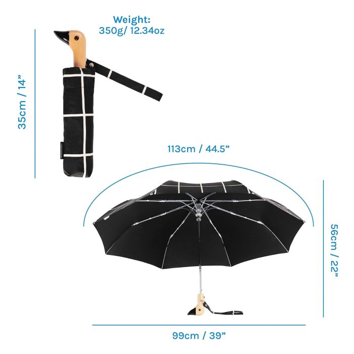Duck Umbrella Compact | Black Grid