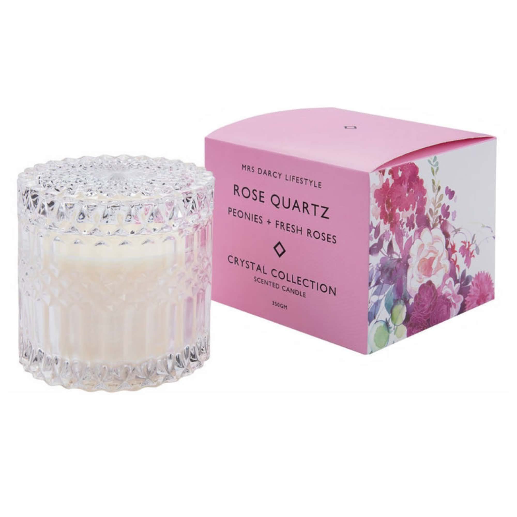Candle Rose Quartz | Peonies + Fresh Roses