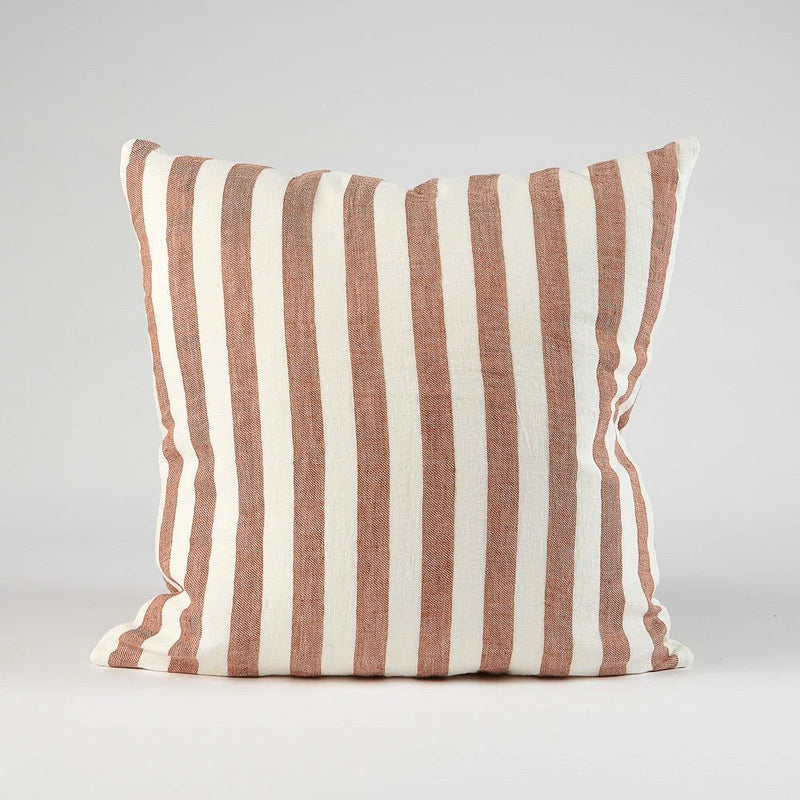 Santi Linen Outdoor Cushion | Off White/Nutmeg Stripe