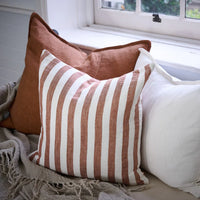 Santi Linen Outdoor Cushion | Off White/Nutmeg Stripe